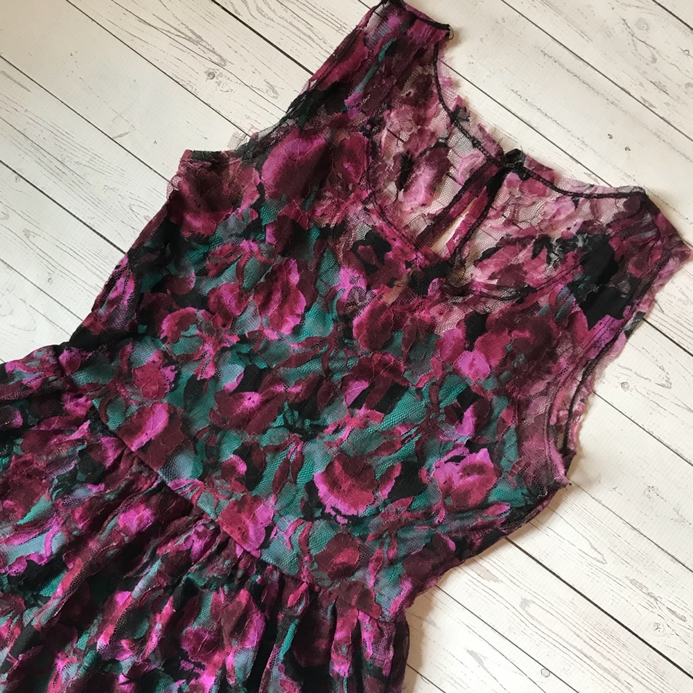Urban Outfitters lace dress w/teal slip lining